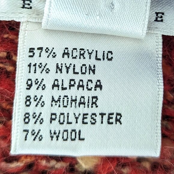 VTG 90s Y2K Talbots Red & Pink Ombre Speckled Fuzzy Knit Long Sleeve Sweater - Picture 7 of 7